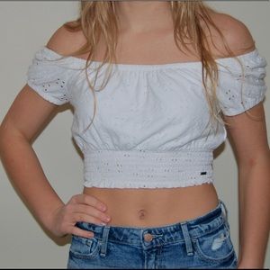 Hollister Off the Shoulder Eyelet Top